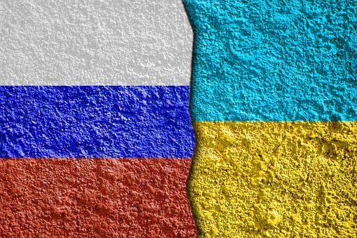 Flag of Russia and Ukraine