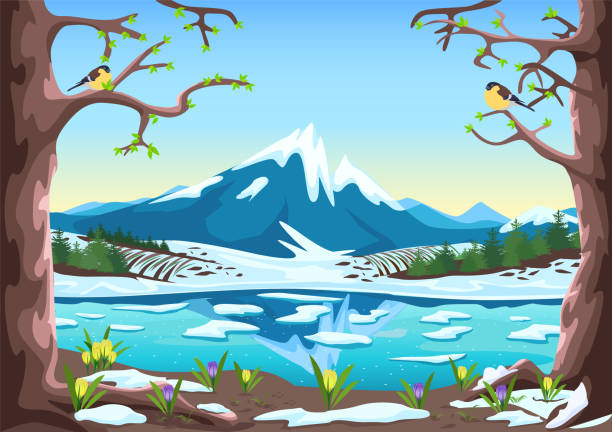 ilustrações, clipart, desenhos animados e ícones de paisagem da primavera - flower backdrop nature leaf