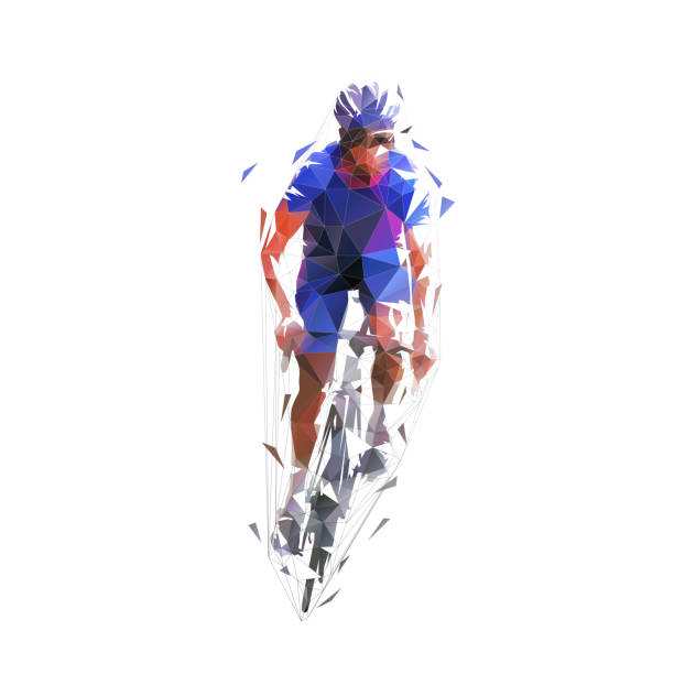 サイクリング、低ポリゴンロードサイクリスト、孤立したベクトルイラスト - cycling bicycle bicycle gear triathlon点のイラスト素材／クリップアート素材／マンガ素材／アイコン素材