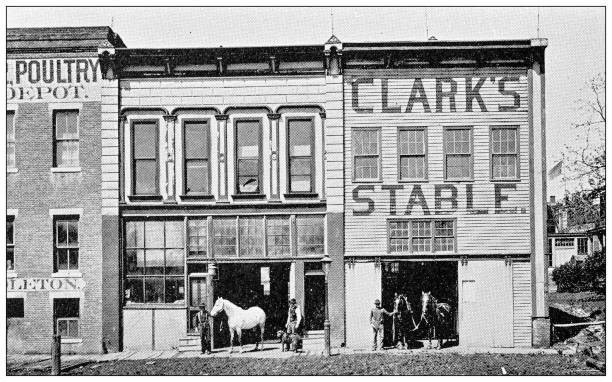 istock Antique photograph from Lawrence, Kansas, in 1898: Clark's livery stable 1399554027