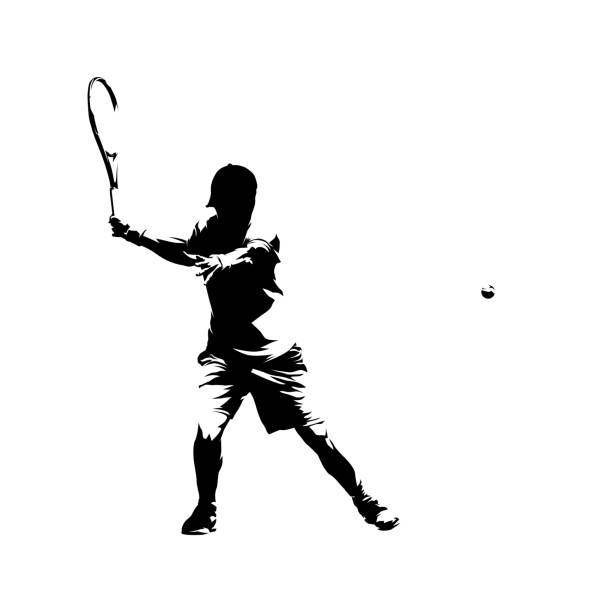 テニスプレーヤー、抽象的な分離ベクトルシルエット - forehand点のイラスト素材／クリップアート素材／マンガ素材／アイコン素材