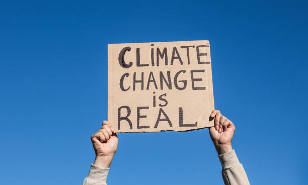 istock Young woman with poster protesting against climate change outdoors, closeup 1399558644