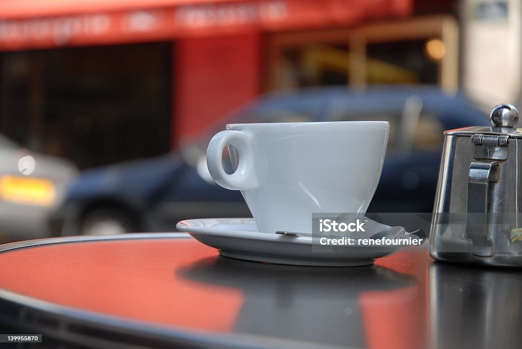 Paris tea Morning tea time at a Paris cafe in Montmartre Cafe Stock Photo