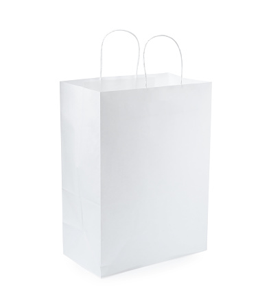 Empty shopping paper bag isolated on white