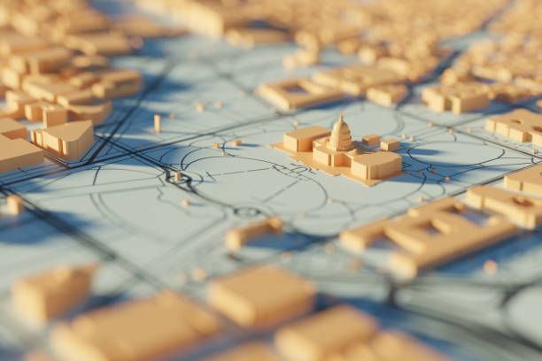 istock Capitol Hill in Washington DC miniature model. 3D rendering. 1399560150