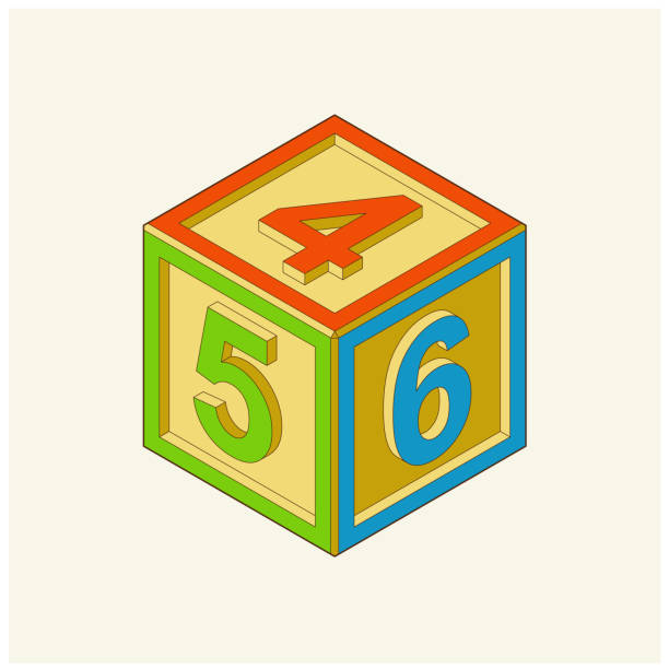 ilustrações de stock, clip art, desenhos animados e ícones de toy building cube. bright colored bricks building tower. block vector illustration on white background. numeral 4, 5, 6 cubes with numbers and letters. - number number 4 three dimensional shape green