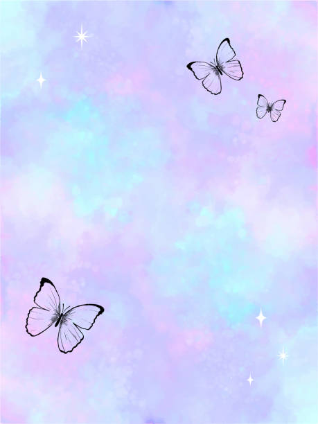 holographic vector background with butterflies for banners, cards, flyers, social media wallpapers, etc. holographic vector background with butterflies for banners, cards, flyers, social media wallpapers, etc. ホログラム stock illustrations