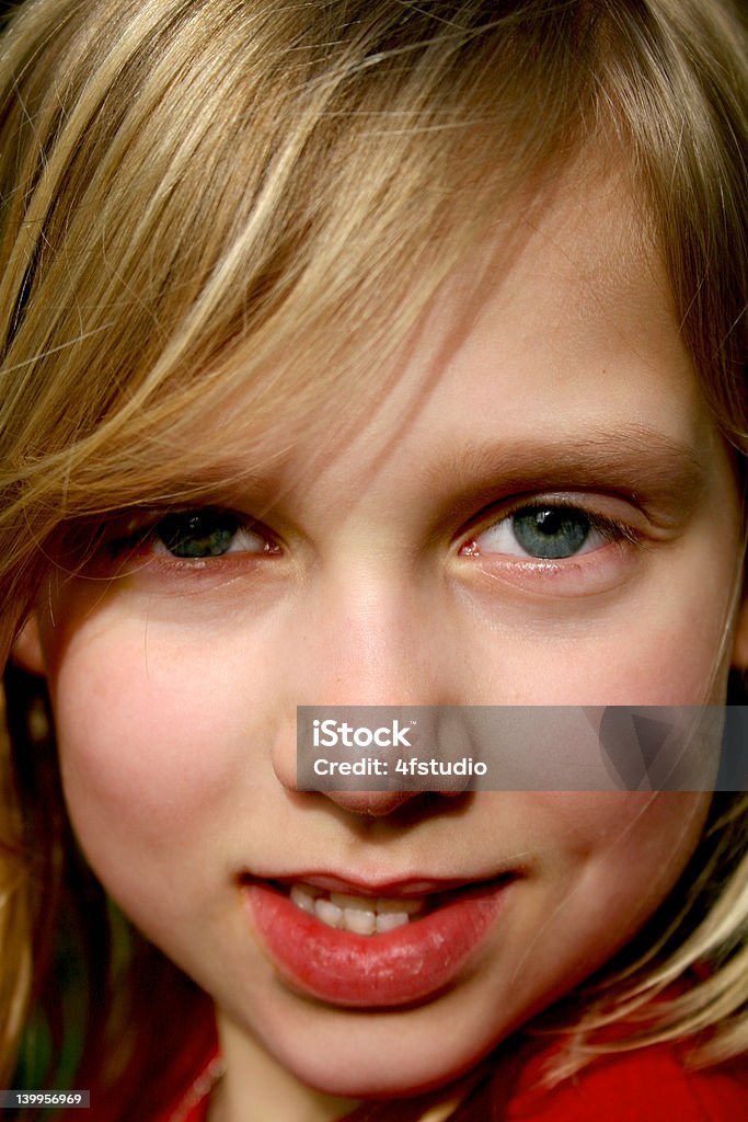Blue Eyed Girl Close up, outdoors while in the NW rainforest. Beautiful People Stock Photo