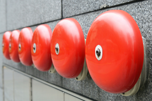 Wall-mounted industrial alarm bells