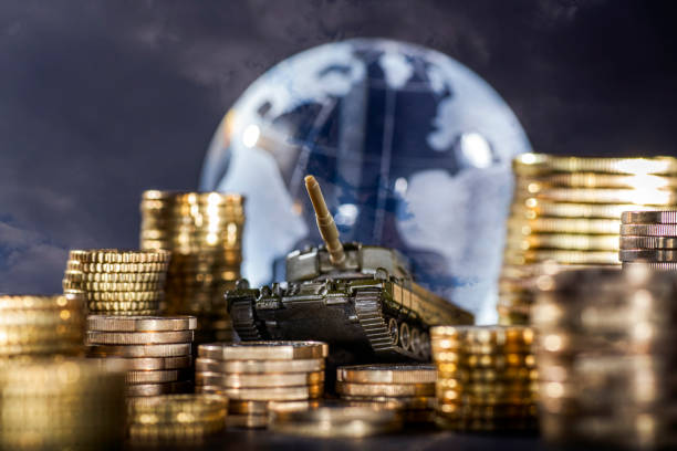 Global armament and finance stock photo