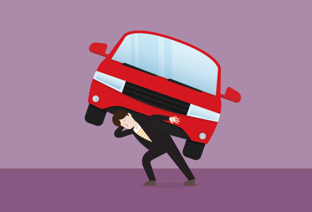 Businessman carries a car Car tax, Agreement, Selling, Car ownership, Car Insurance, Paying, Debt, Gasoline debt ceiling stock illustrations