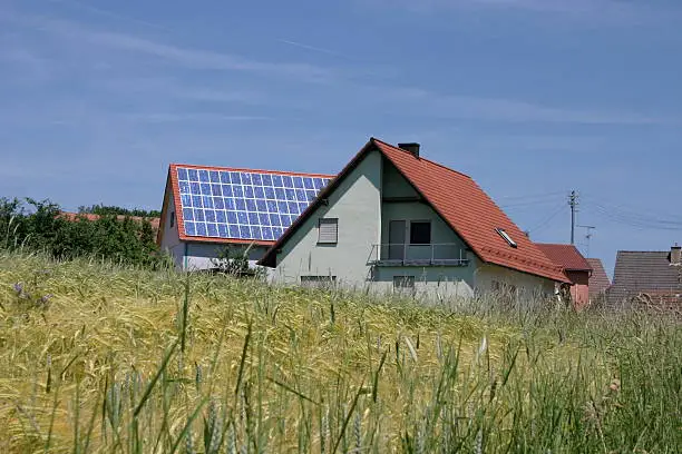 house with solar cells on the roof