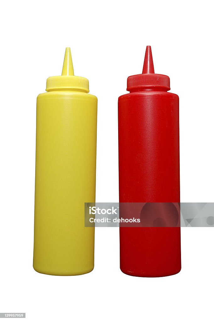 Frascos de Ketchup e mostarda isolado - Royalty-free Molho de Tomate - Tempero Foto de stock