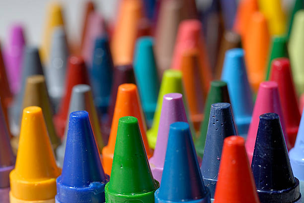 Crayon Macro Close Up Colorful close up of crayons drawing art product photos stock pictures, royalty-free photos & images