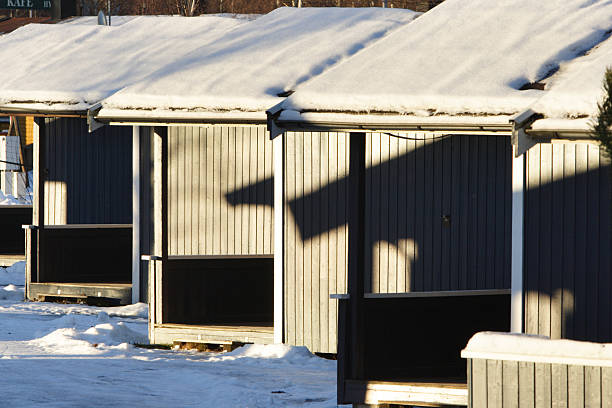 norwegian cottages stock photo