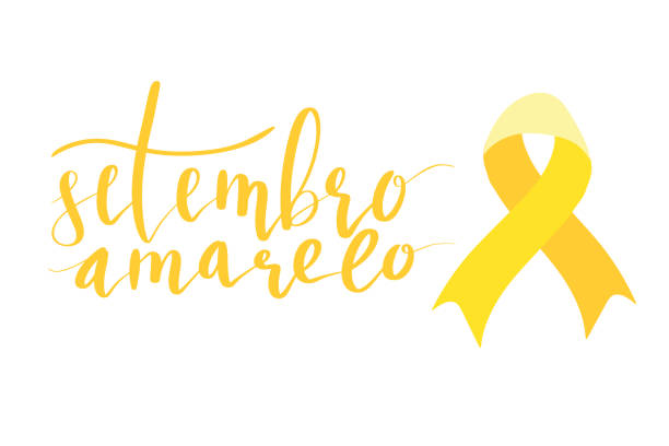 setembro amarelo - gelber sempteber auf portugiesisch, brasilien, monat der suizidprävention. handbeschriftung vektorillustration - september stock-grafiken, -clipart, -cartoons und -symbole