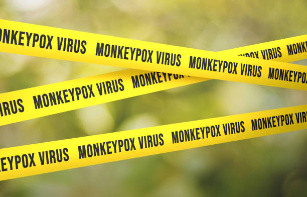 yellow monkeypox virus tape barrier - 猴痘 插圖 個照片及圖片檔