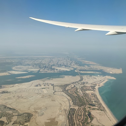 Shot taken from inside an airplane traveling from Abu Dhabi to Madrid on Etihad airlines.