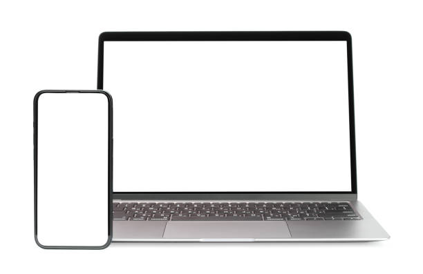 istock Laptop and Smart Phone with blank screen on white background 1399585993