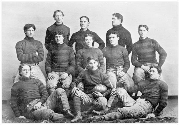 Antique photograph from Lawrence, Kansas, in 1898: University of Kansas Football Team Antique photograph from Lawrence, Kansas, in 1898: University of Kansas Football Team kansas football stock illustrations