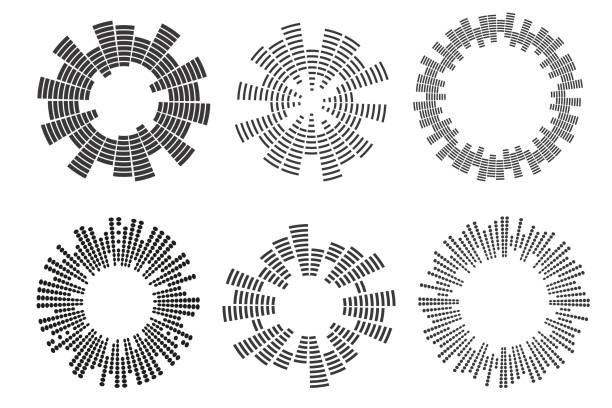 illustrazioni stock, clip art, cartoni animati e icone di tendenza di equalizzatore circolare astratto. onde sonore audio rotonde eq. equalizzatore grafico. cornice. illustrazione vettoriale - white background audio