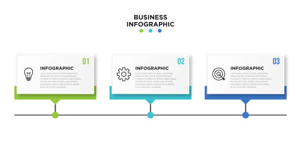 präsentation-business-infografik-vorlage mit 3 optionen. vektor-illustration. - chronological stock-grafiken, -clipart, -cartoons und -symbole