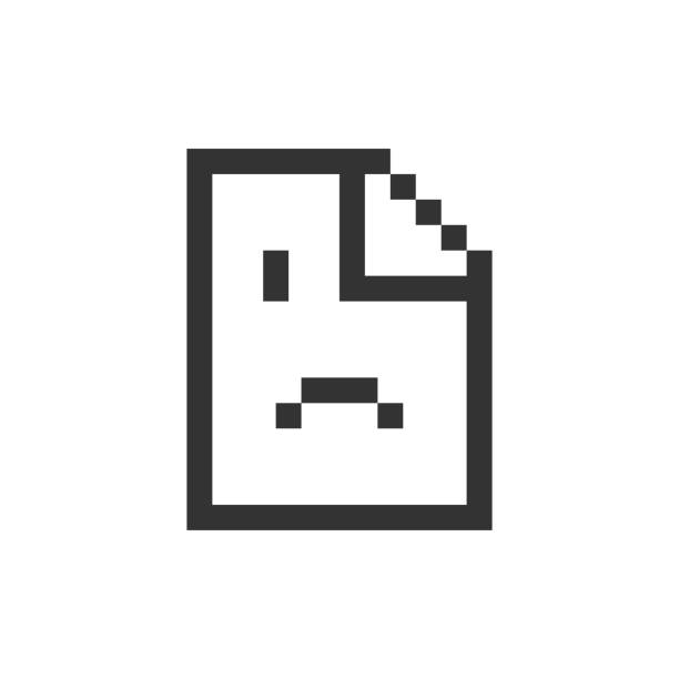 Corrupted pixel file icon. Damage document symbol. Sign broken data vector. Corrupted pixel file icon. Damage document illustration symbol. Sign broken data vector. pixel-icon stock illustrations