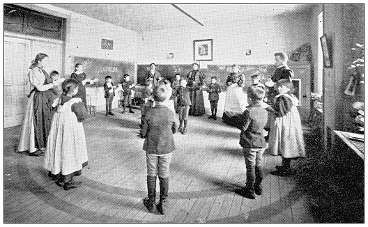 Antique photograph from Lawrence, Kansas, in 1898: Haskell Institute, Kindergarten