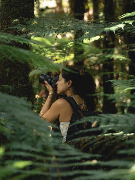 istock Woman photographer working in the rainforest 1399590014