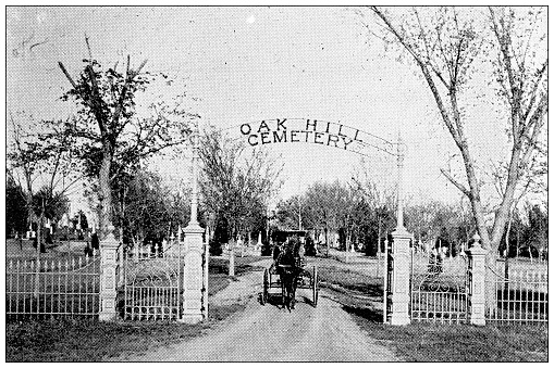 Antique photograph from Lawrence, Kansas, in 1898: Oak Hill Cemetery