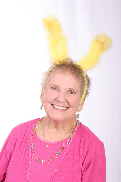 Senior Easter Bunny stock photo