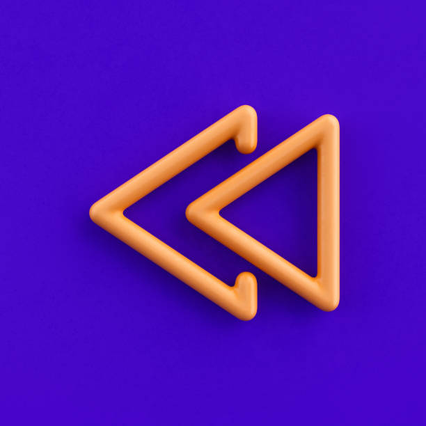 3d icon ctrl backward, outline yellow arrow icon, direction symbol, 3d rendering, wire icon