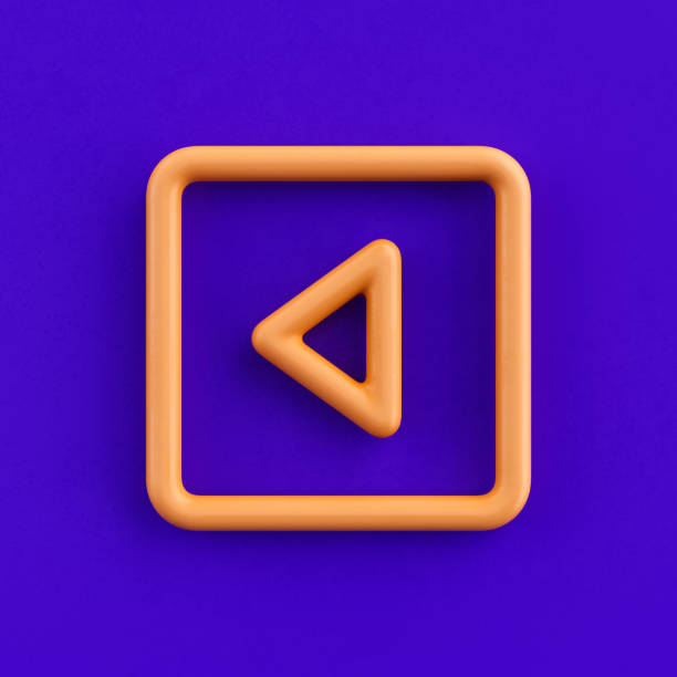 istock 3d icon box caret left, outline yellow arrow icon, direction symbol, 3d rendering 1399601843