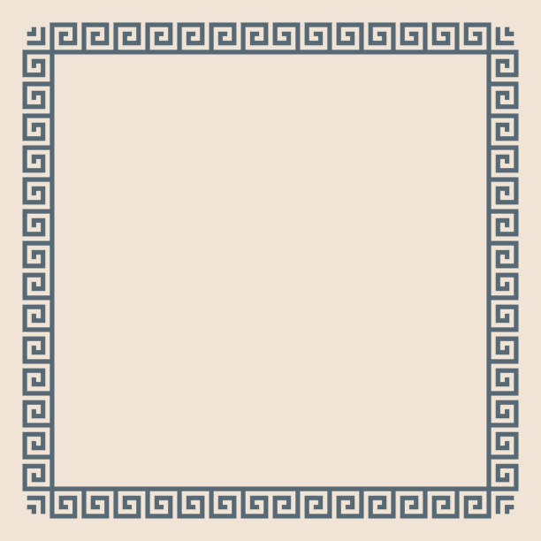 grecki wzór klucza, kwadratowa ramka. dekoracyjny starożytny meandr - greece ancient history roman classical greek stock illustrations
