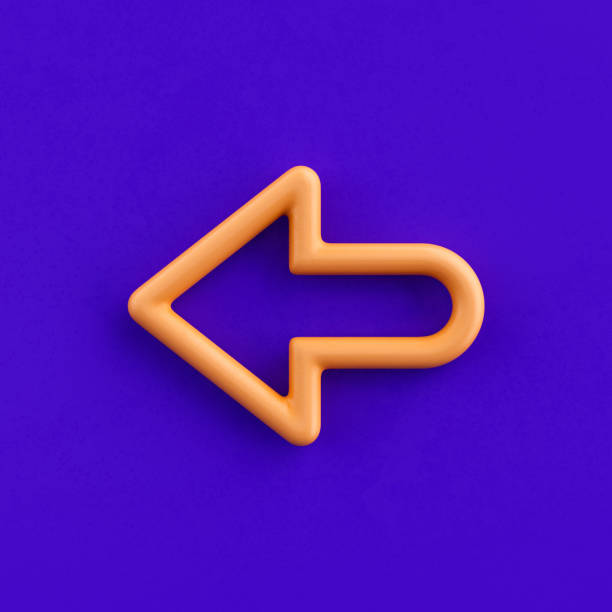 istock 3d icon arrow left, outline yellow arrow icon, direction symbol, 3d rendering 1399603356