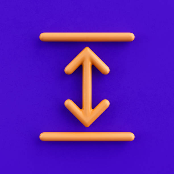 istock 3d icon fit vertical, outline yellow arrow icon, direction symbol, 3d rendering 1399604267