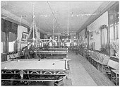 Antique photograph from Lawrence, Kansas, in 1898: Commercial Club, Billiards