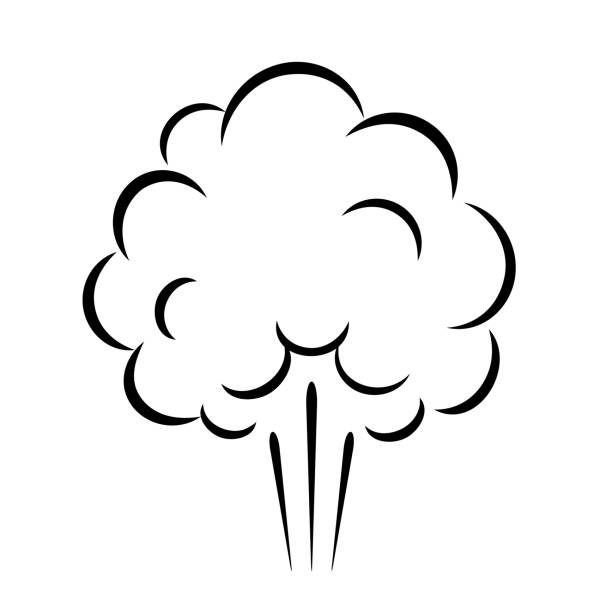 Air puff icon, steam cloud vector cartoon Air puff, steam cloud vector icon isolated on white background cumulus clouds drawing stock illustrations