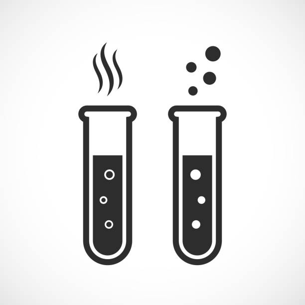 Laboratory glass icons, test tube symbols Laboratory glass vector icons set isolated on white background test tube stock illustrations