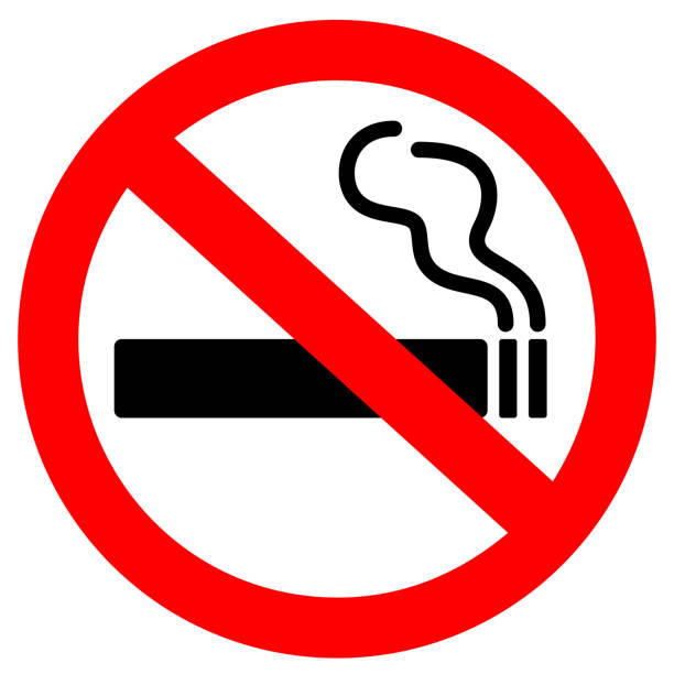 illustrazioni stock, clip art, cartoni animati e icone di tendenza di segno vettoriale non fumante - e cigarette