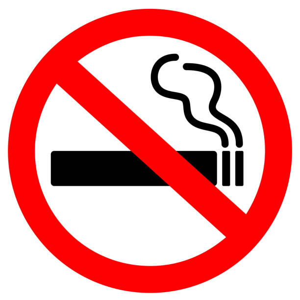 ilustrações de stock, clip art, desenhos animados e ícones de no smoking vector sign - smoke