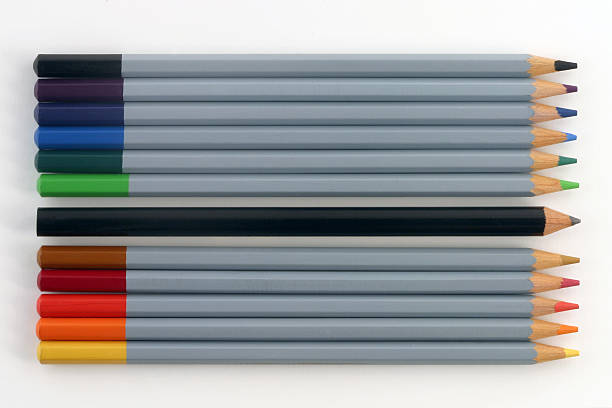 Watercolours or a big black pencil? stock photo