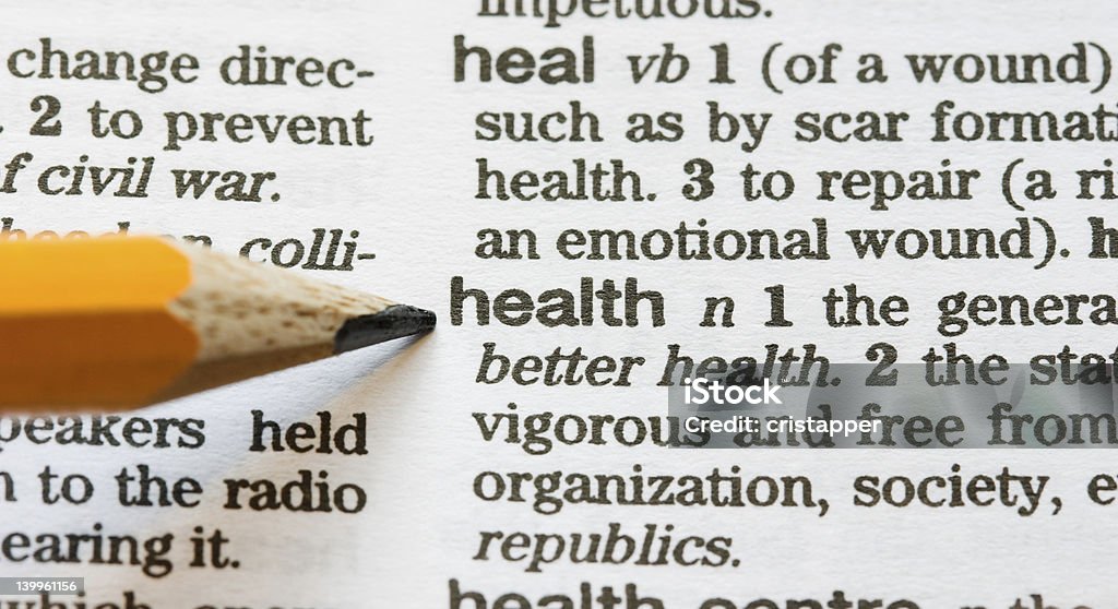 Health defined Health pointed out in the dictionary Dictionary Stock Photo