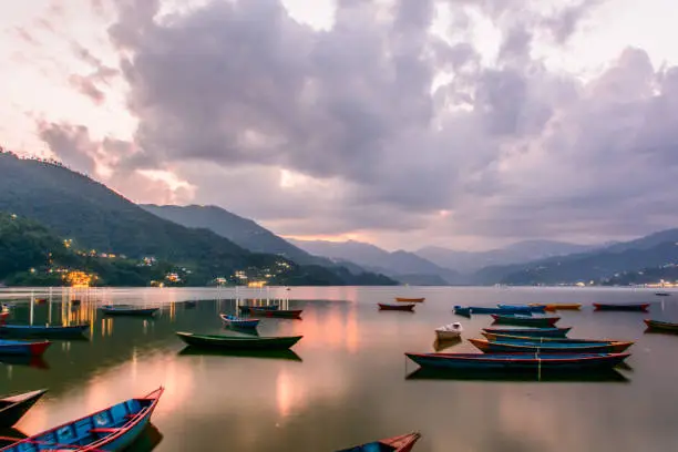 Photo of Wooden boats on Phewa Lake, Pokhara