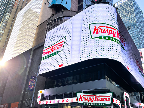 Krispy Kreme doughnuts shop at Times Square.