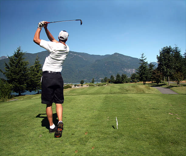 tee shot - golf ball circle ball curve foto e immagini stock