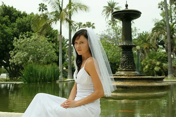 Photo of Bride at Fountain