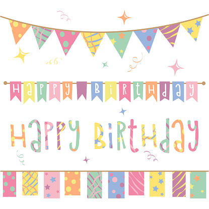 Happy Birthday Banner, Background - Editable Vector Illustration bright colors