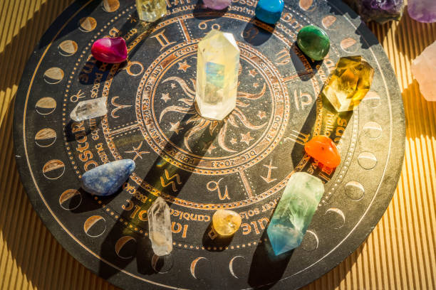 istock Healing crystals on brown background 1399620860