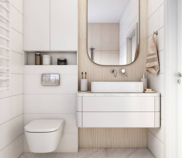 istock Small modern bathroom interior stock photo 1399621282